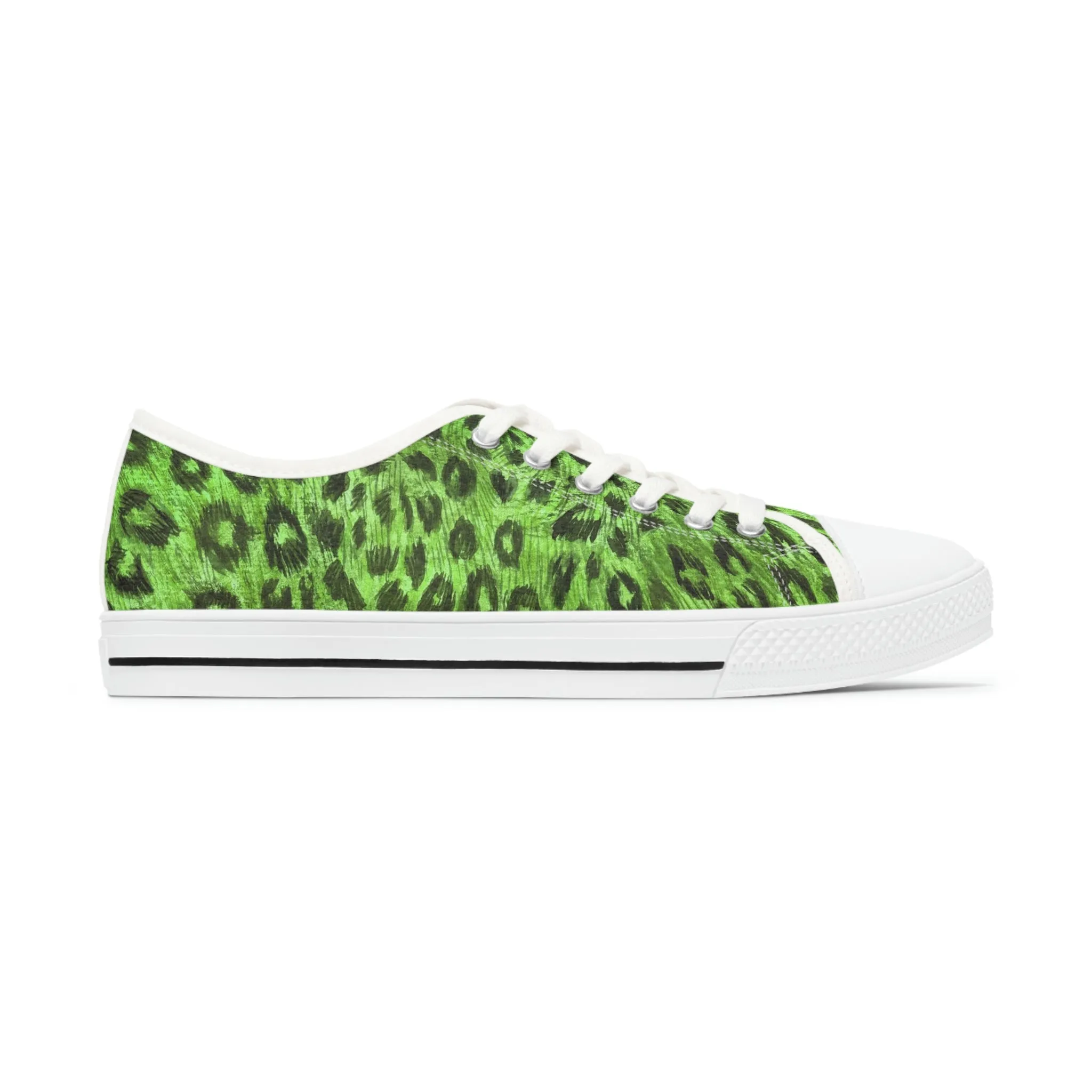 Green Leopard Print Ladies' Sneakers, Animal Print Best Designer Women's Low Top Sneakers