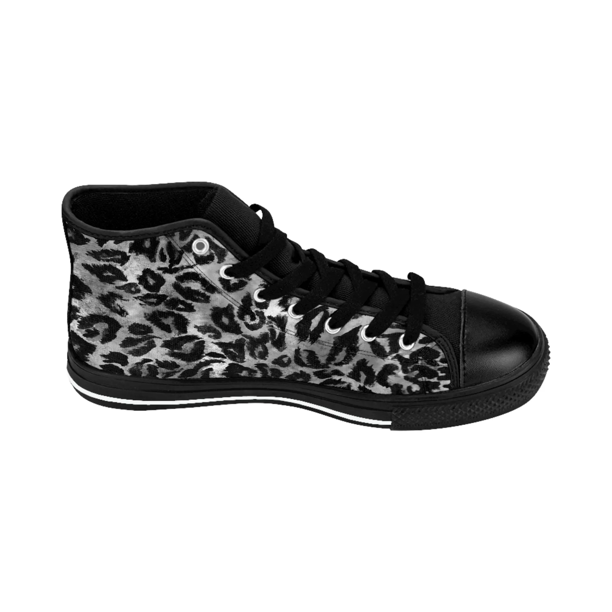 Grey Leopard Print Men's Sneakers, Leopard Animal Print Best Designer Men's High Top Sneakers