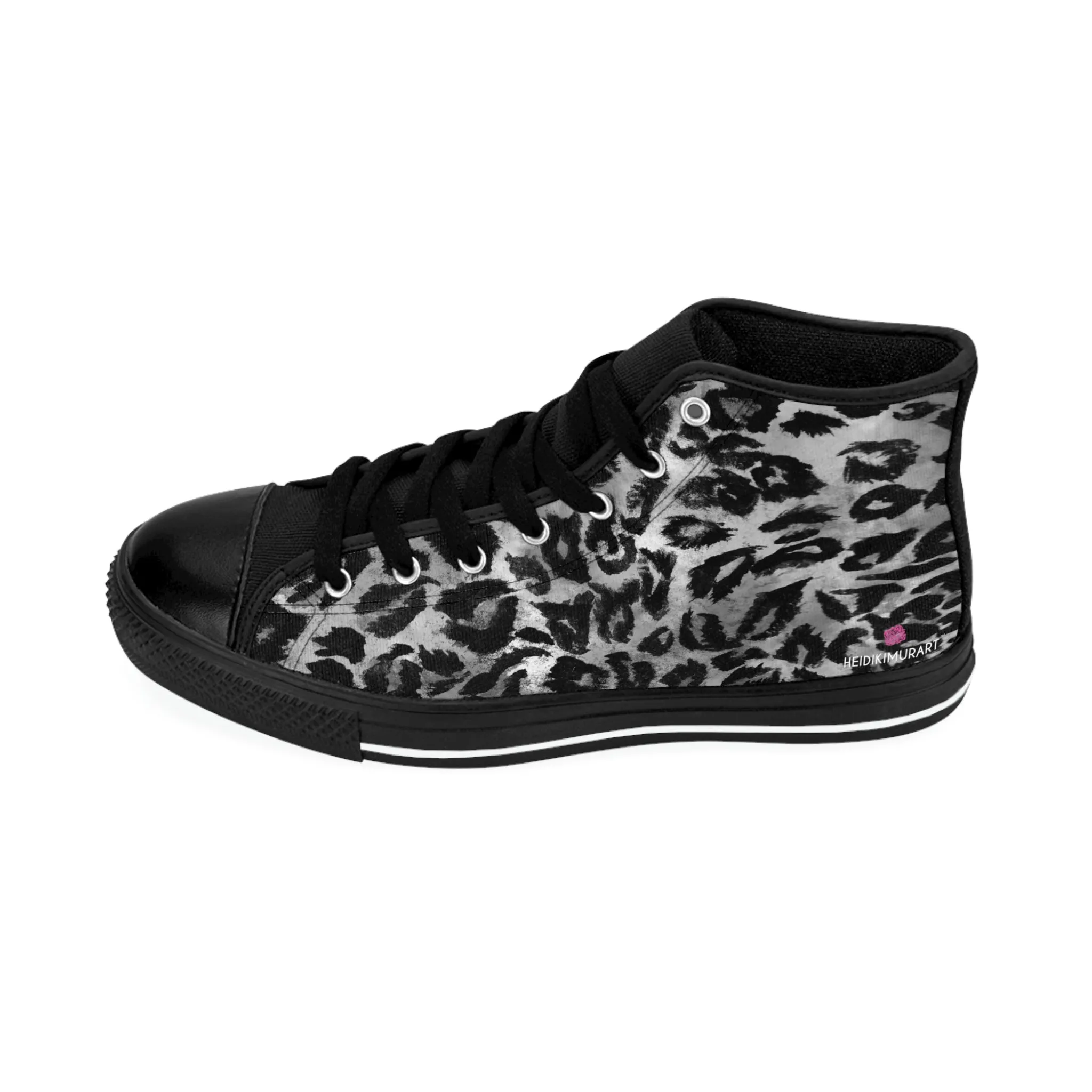 Grey Leopard Print Men's Sneakers, Leopard Animal Print Best Designer Men's High Top Sneakers