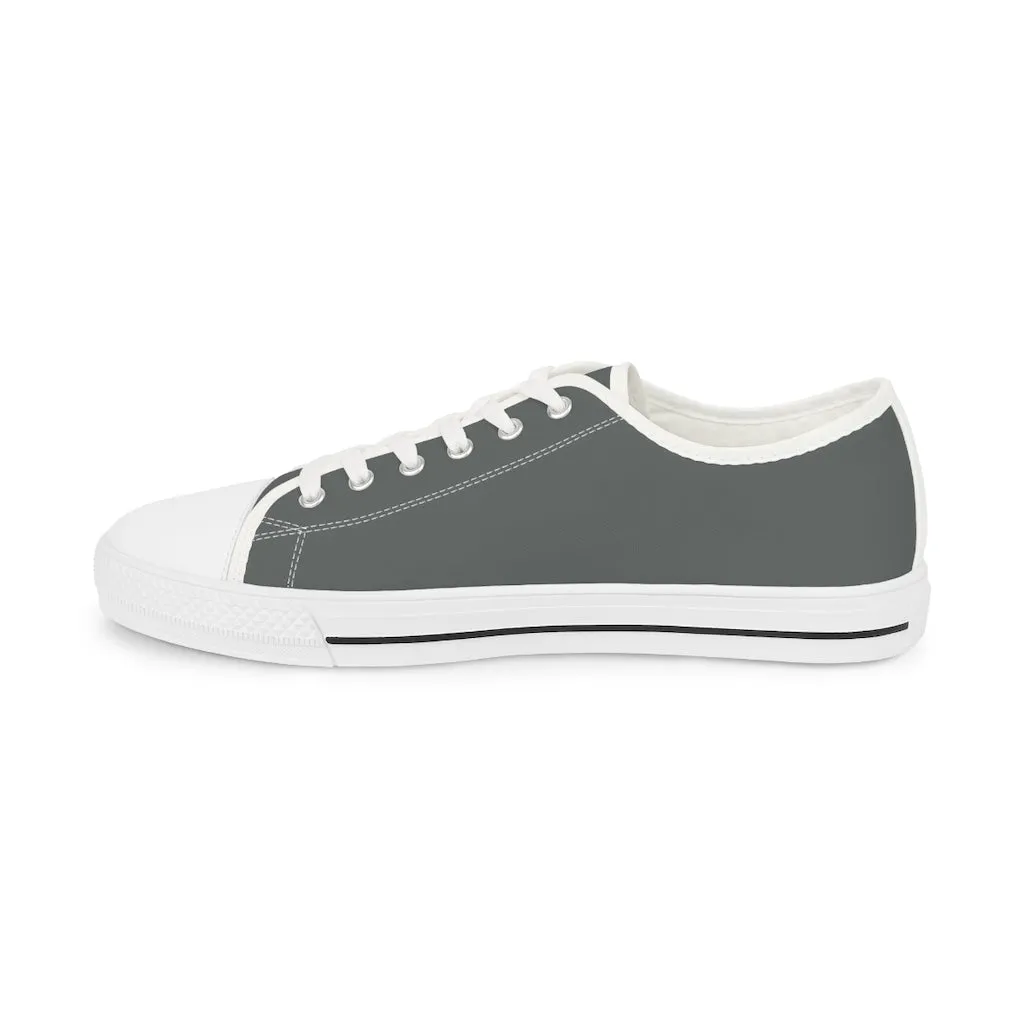 Grey Solid Color Men's Sneakers, Best Solid Grey Color Men's Low Top Sneakers Running Canvas Shoes