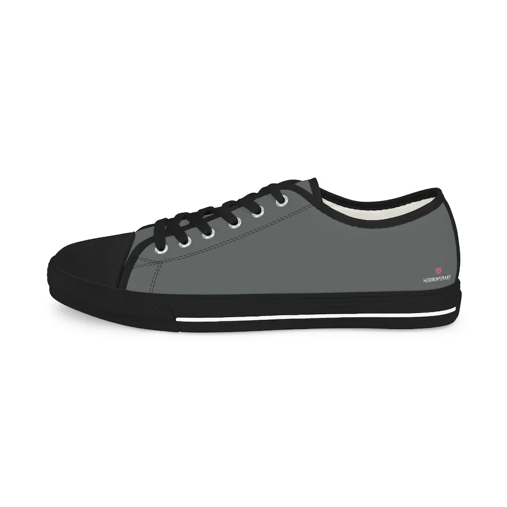 Grey Solid Color Men's Sneakers, Best Solid Grey Color Men's Low Top Sneakers Running Canvas Shoes