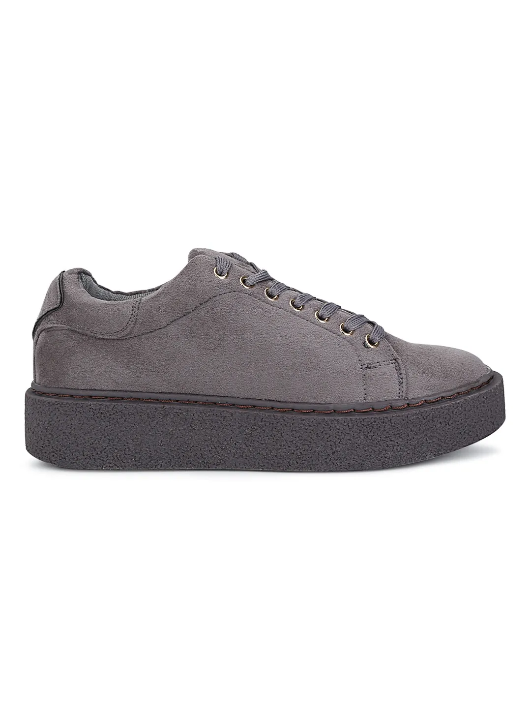 Grey Suede Lace-Up Creepers