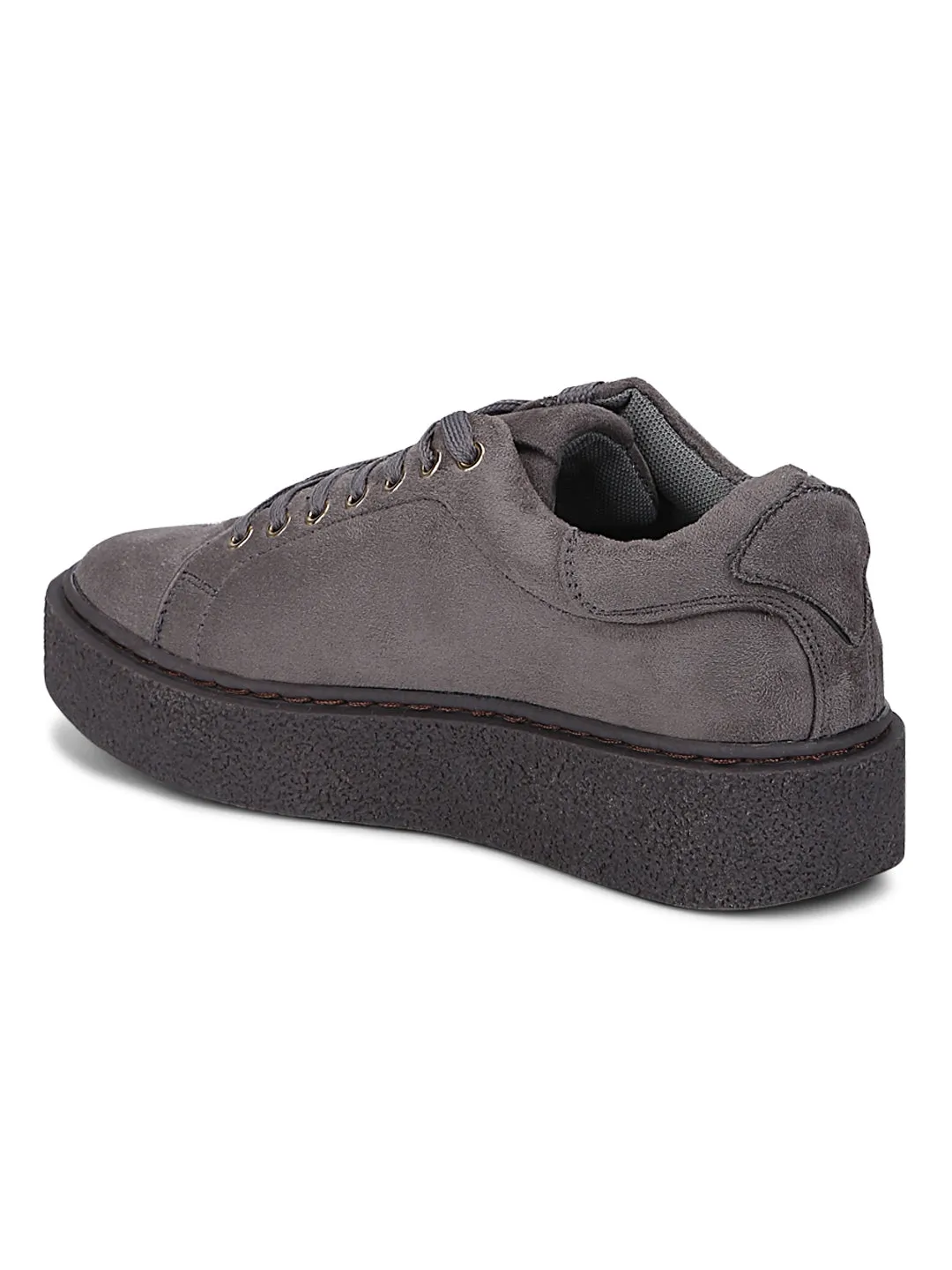 Grey Suede Lace-Up Creepers