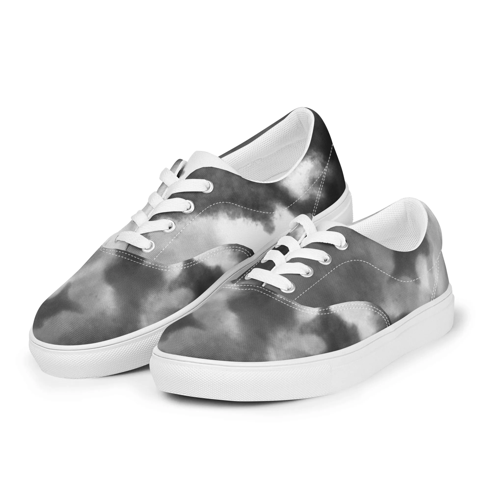 Grey Tie Dye Men's Sneakers, Abstract Best Designer Men’s Lace-up Canvas Shoes (US Size: 5-13)