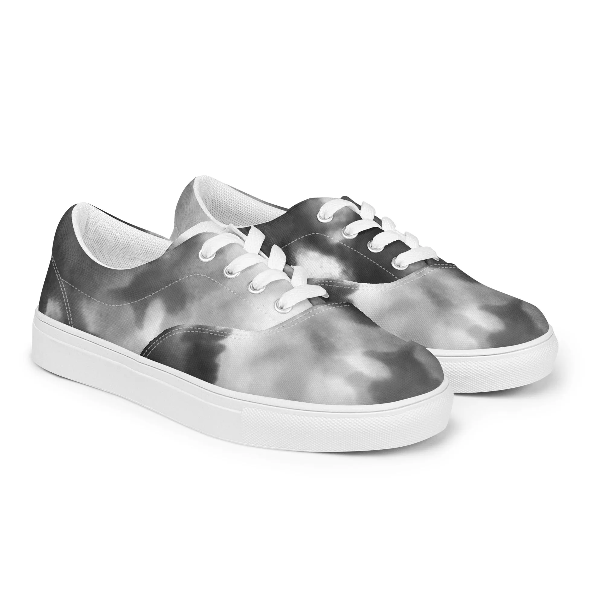 Grey Tie Dye Men's Sneakers, Abstract Best Designer Men’s Lace-up Canvas Shoes (US Size: 5-13)