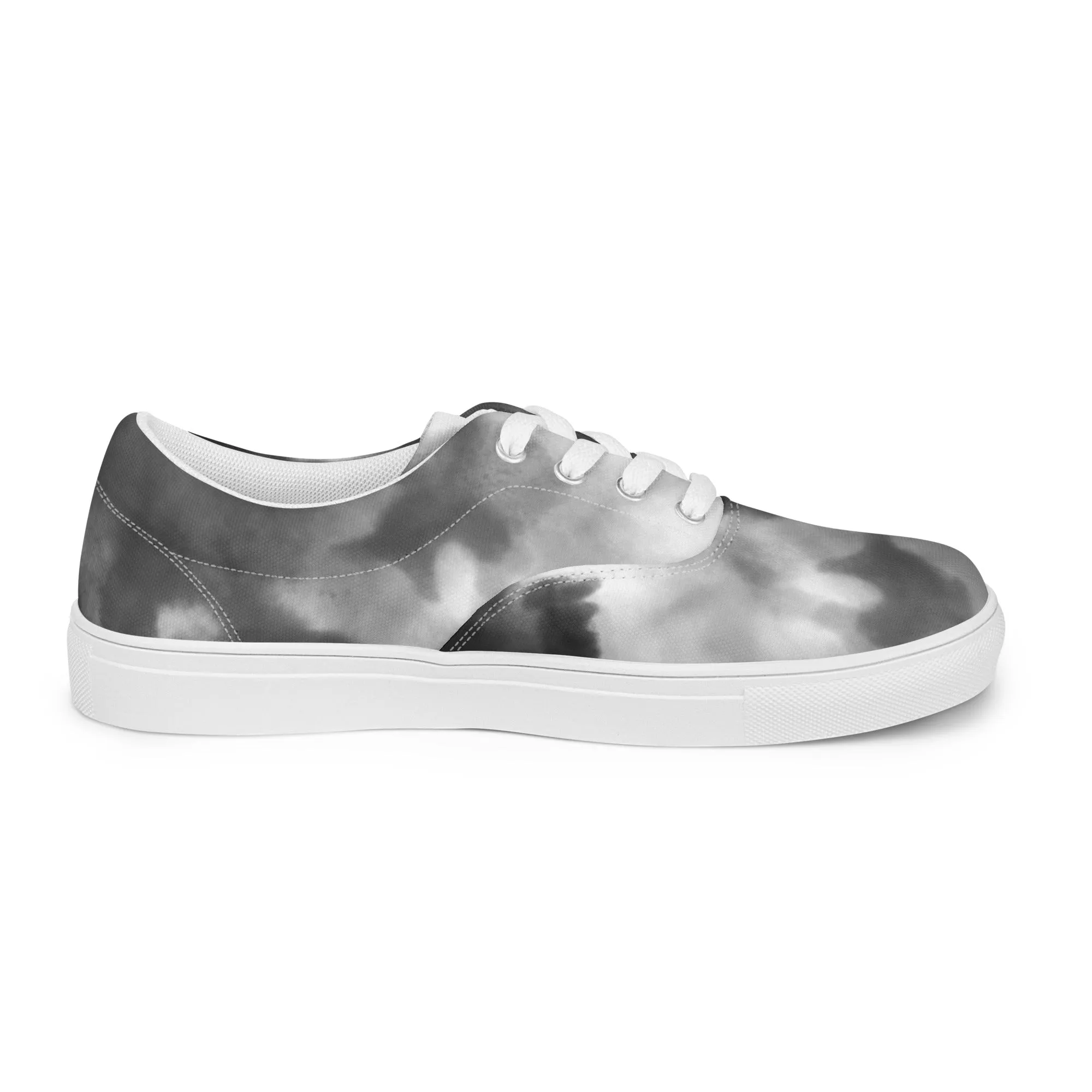 Grey Tie Dye Men's Sneakers, Abstract Best Designer Men’s Lace-up Canvas Shoes (US Size: 5-13)