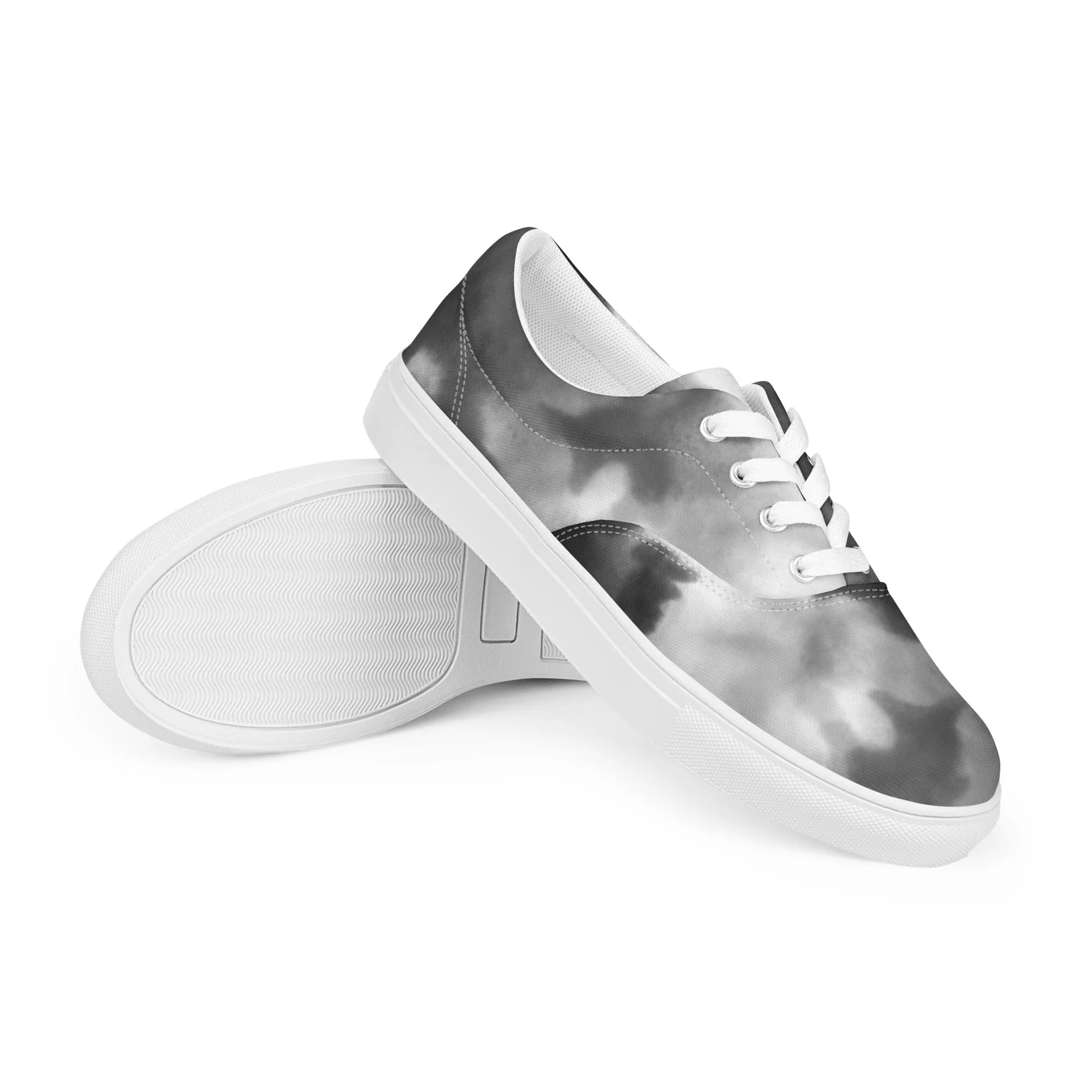 Grey Tie Dye Men's Sneakers, Abstract Best Designer Men’s Lace-up Canvas Shoes (US Size: 5-13)