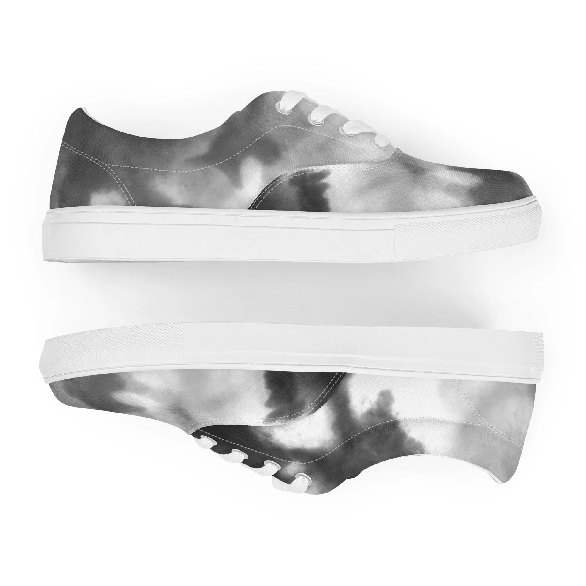 Grey Tie Dye Men's Sneakers, Abstract Best Designer Men’s Lace-up Canvas Shoes (US Size: 5-13)