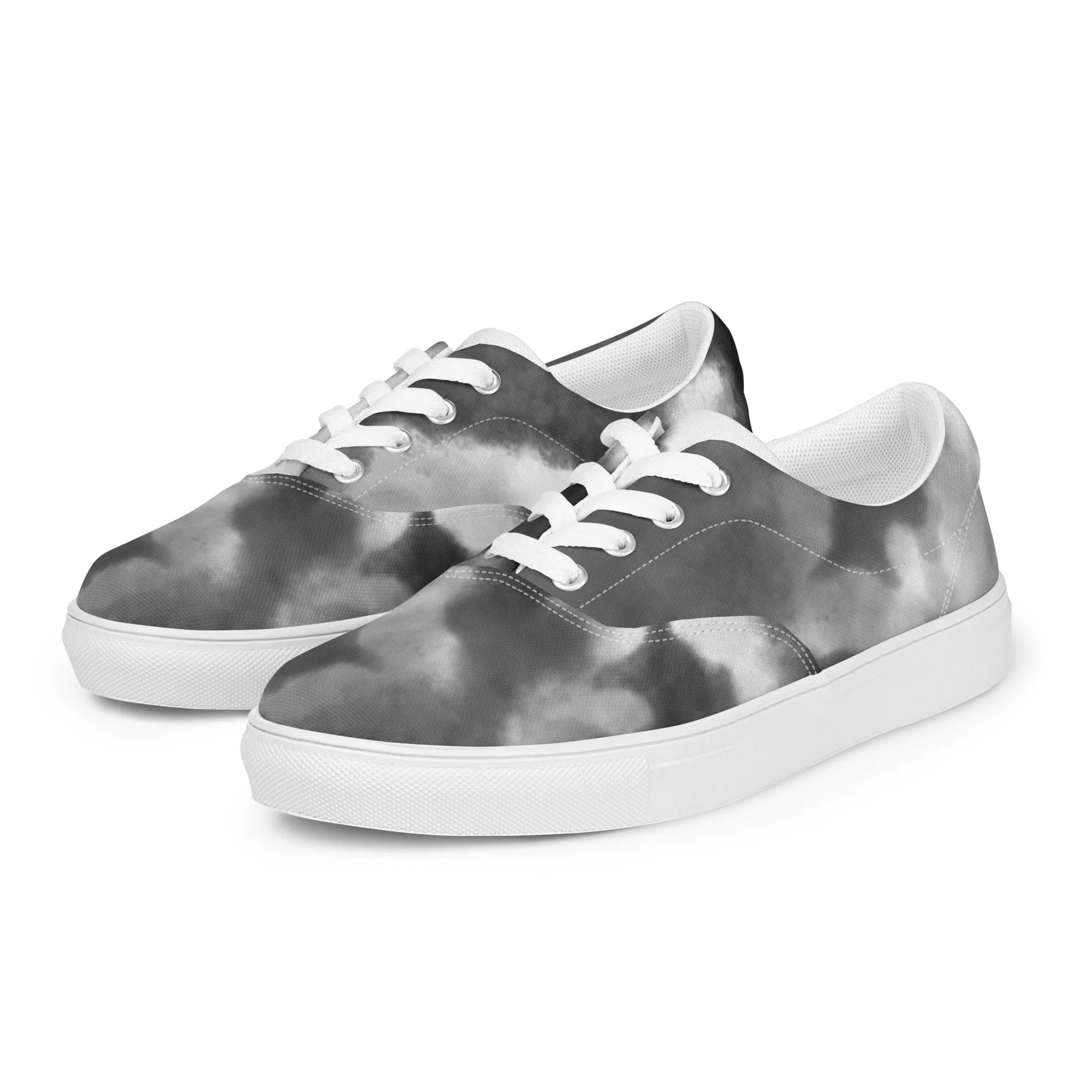 Grey Tie Dye Men's Sneakers, Abstract Best Designer Men’s Lace-up Canvas Shoes (US Size: 5-13)