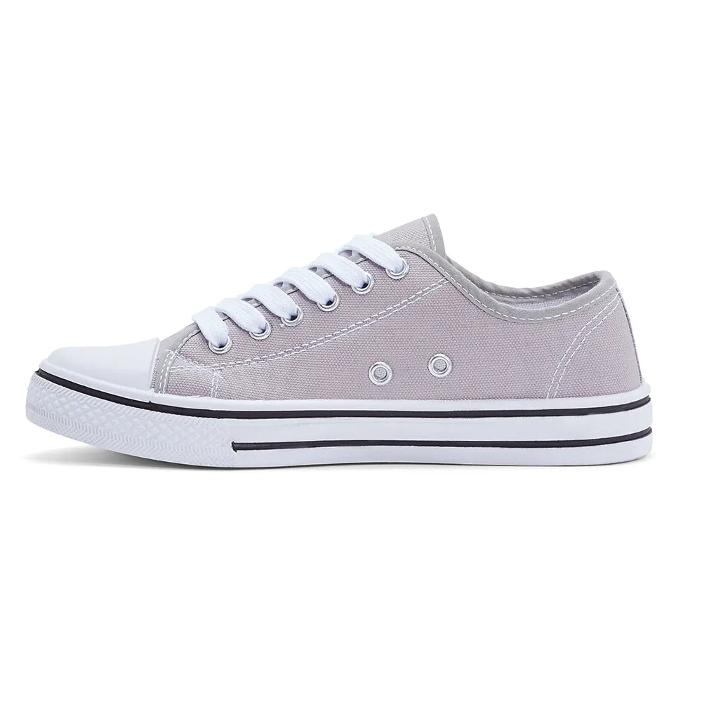 Grey White Flat Casual Lace Up Sneaker