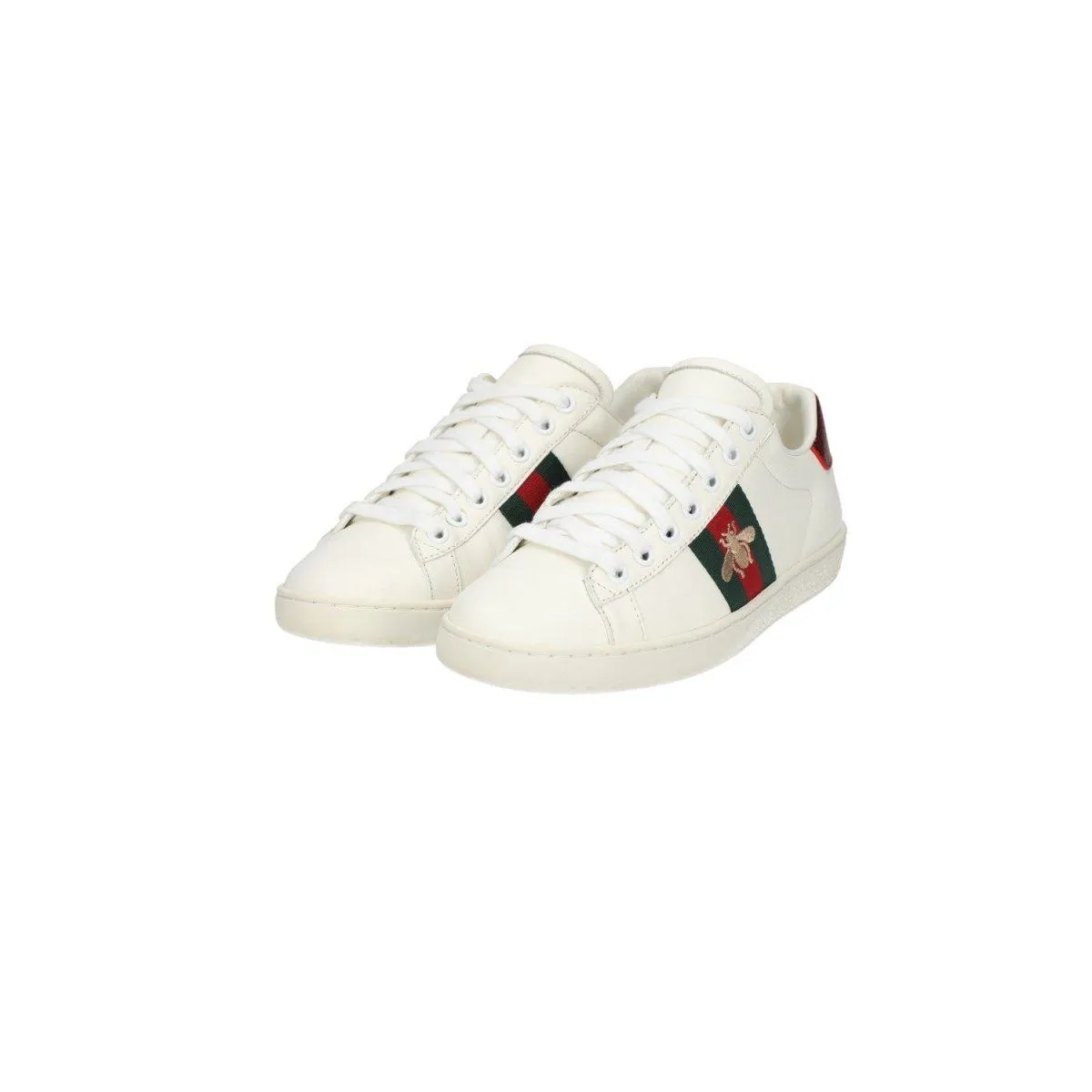 Gucci Ace With Bee Embroidered Low-Top Sneakers Leather White Colour For Women