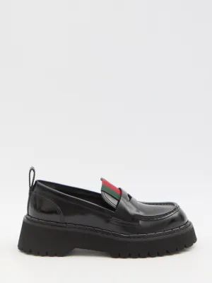 Gucci Web Stripe Leather Loafers