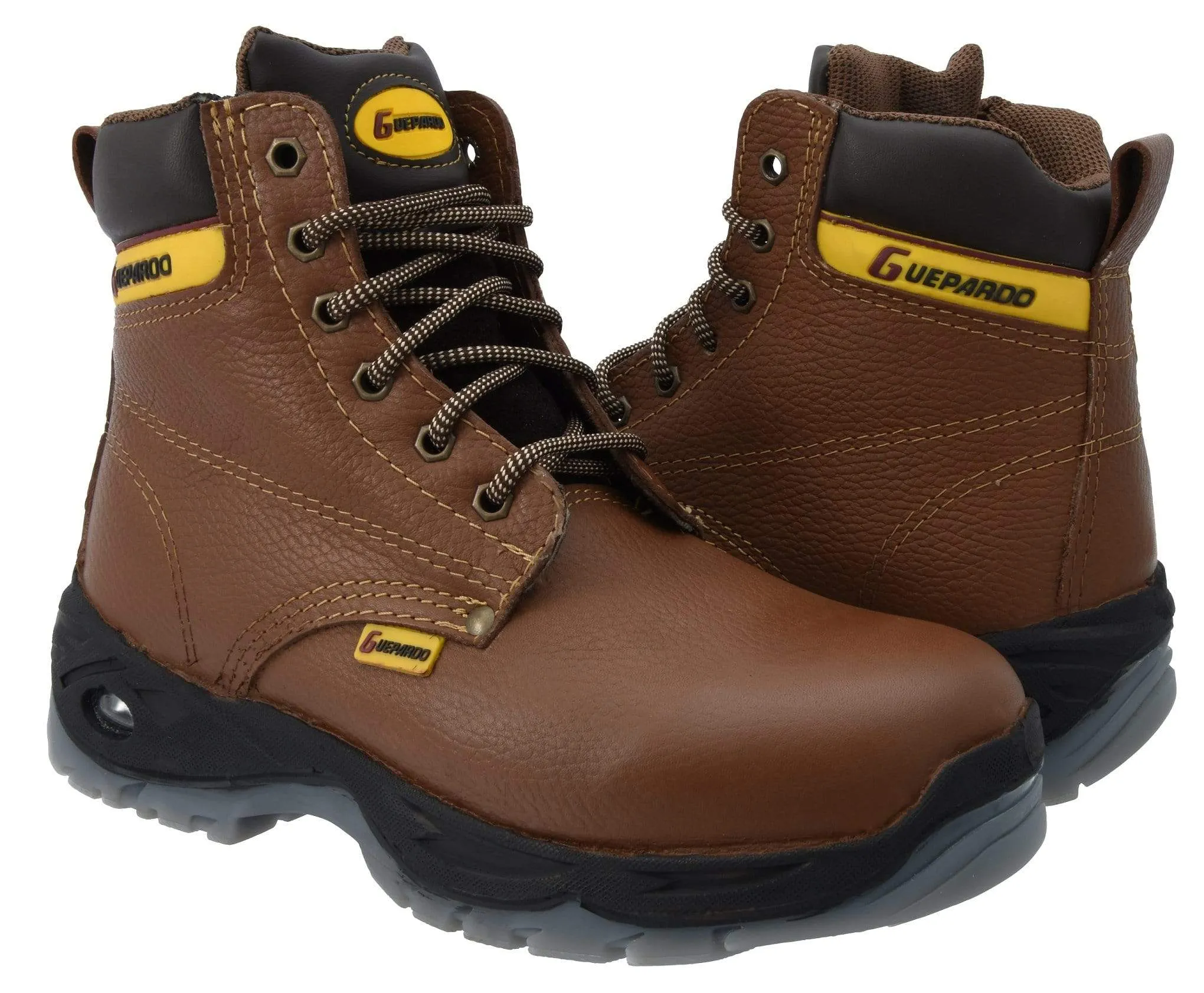 GUEPARDO NDP-0503 Work Boots for Men 6" BROWN, Steel toe. Heavy Duty Steel/Composite/Soft Toe Work Boots for Men, Goodyear Welt, Extremely Comfortable Durable Proved, Superior Oil/Slip Resistant, Thicker Leather