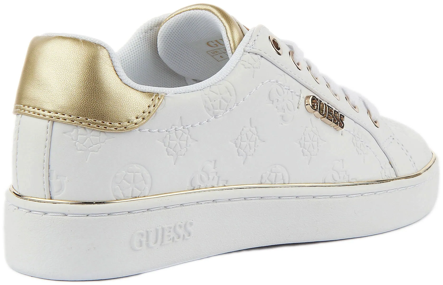 Guess Beckie Trainers In White Gold For Women