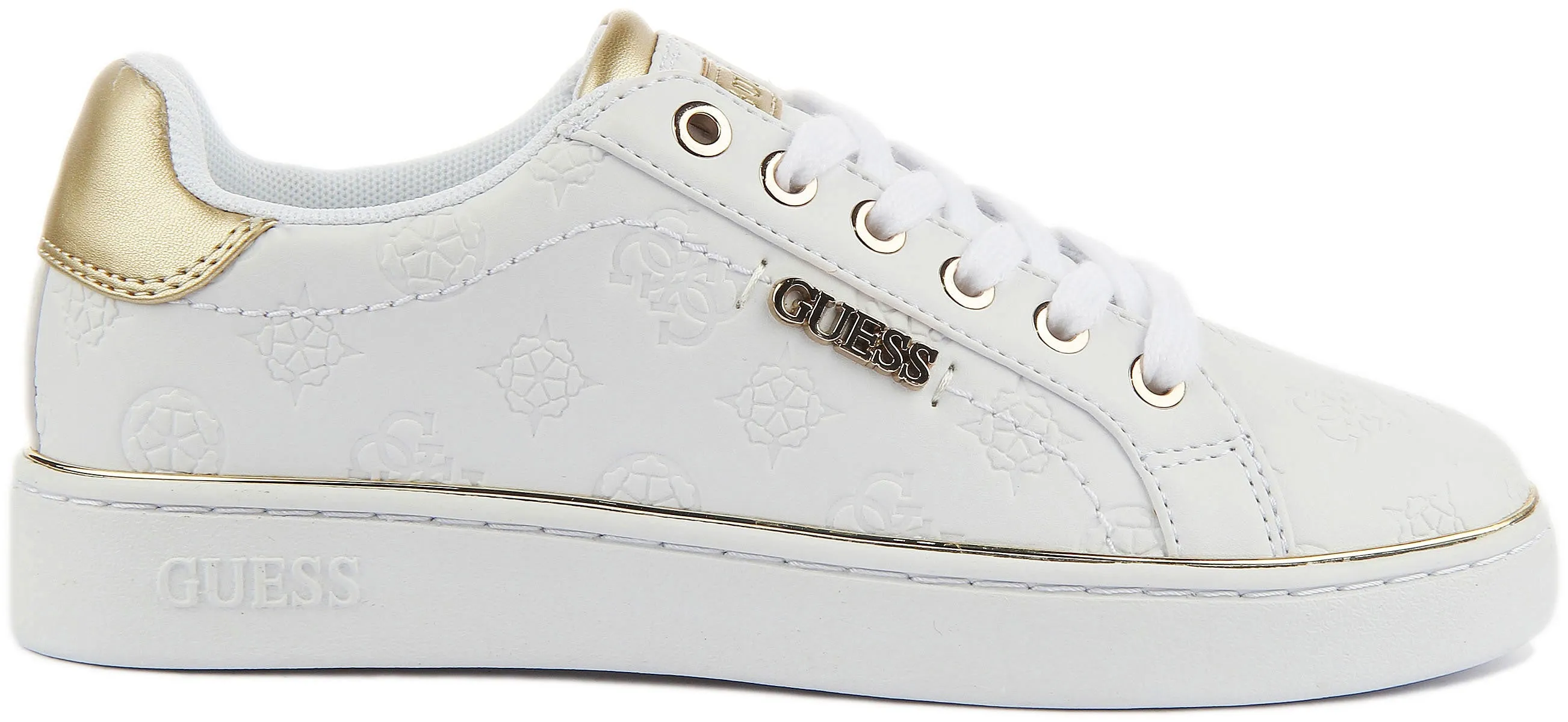 Guess Beckie Trainers In White Gold For Women