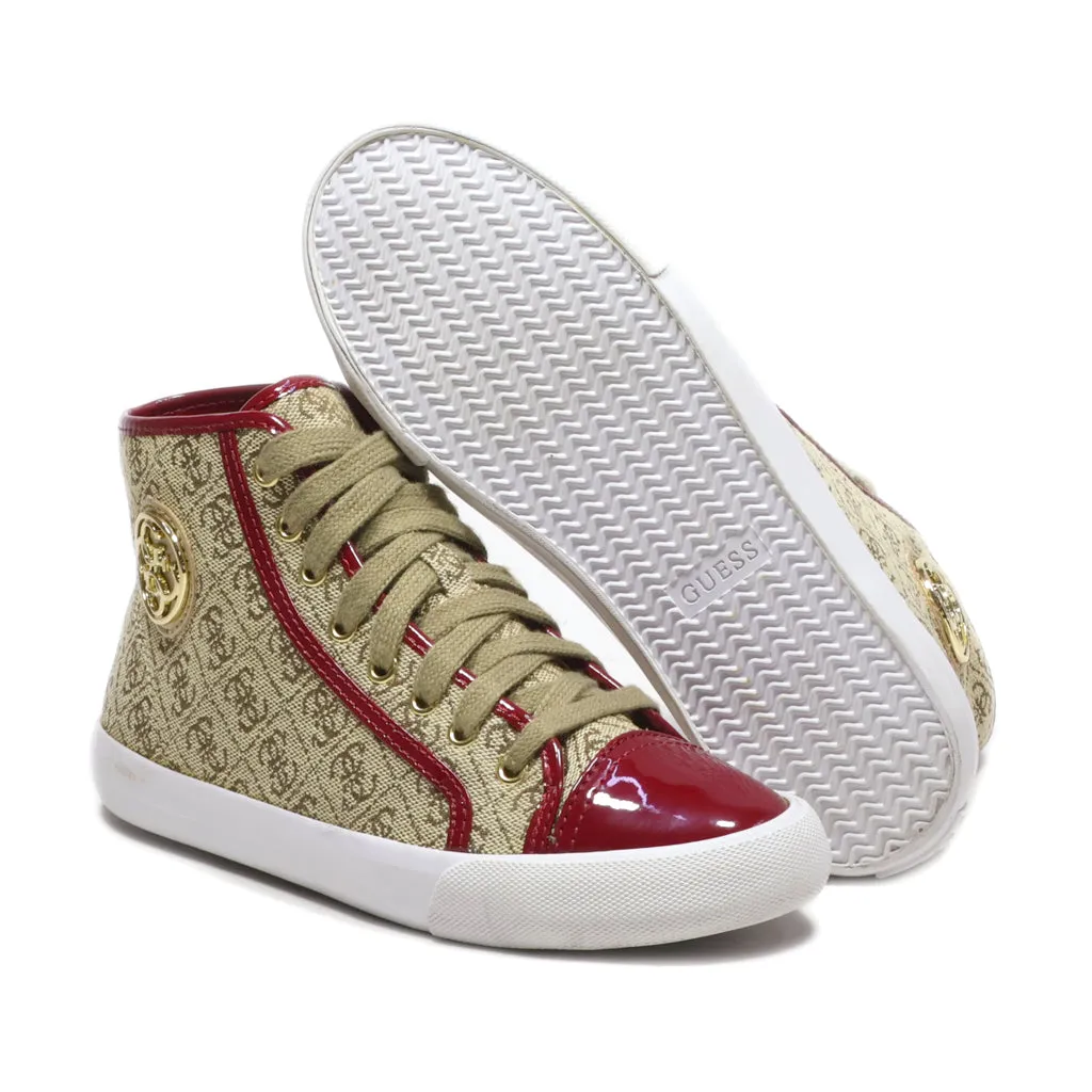 Guess High-Top Sneakers Leather Red Colour For Women