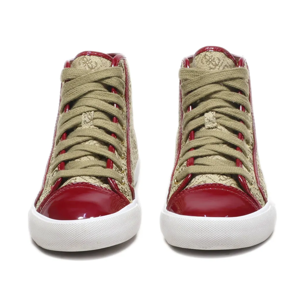 Guess High-Top Sneakers Leather Red Colour For Women