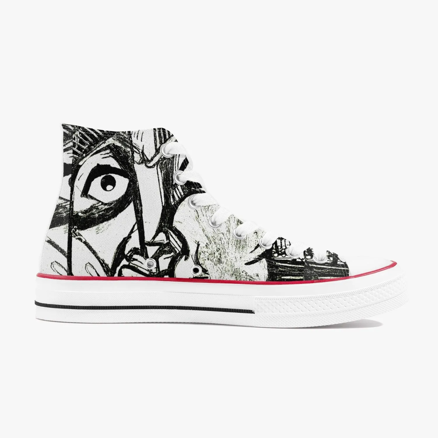 High-Top Canvas Shoes - Black Eyes