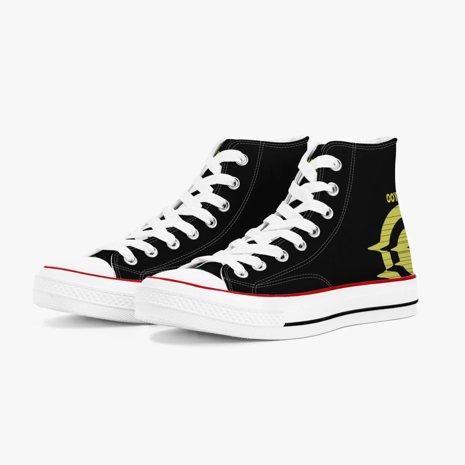 High-Top Canvas Shoes - Black/Yellow logo