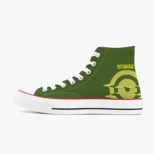 High-Top Canvas Shoes - Olive Green