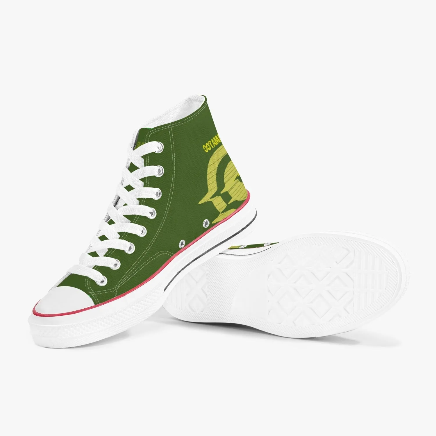 High-Top Canvas Shoes - Olive Green