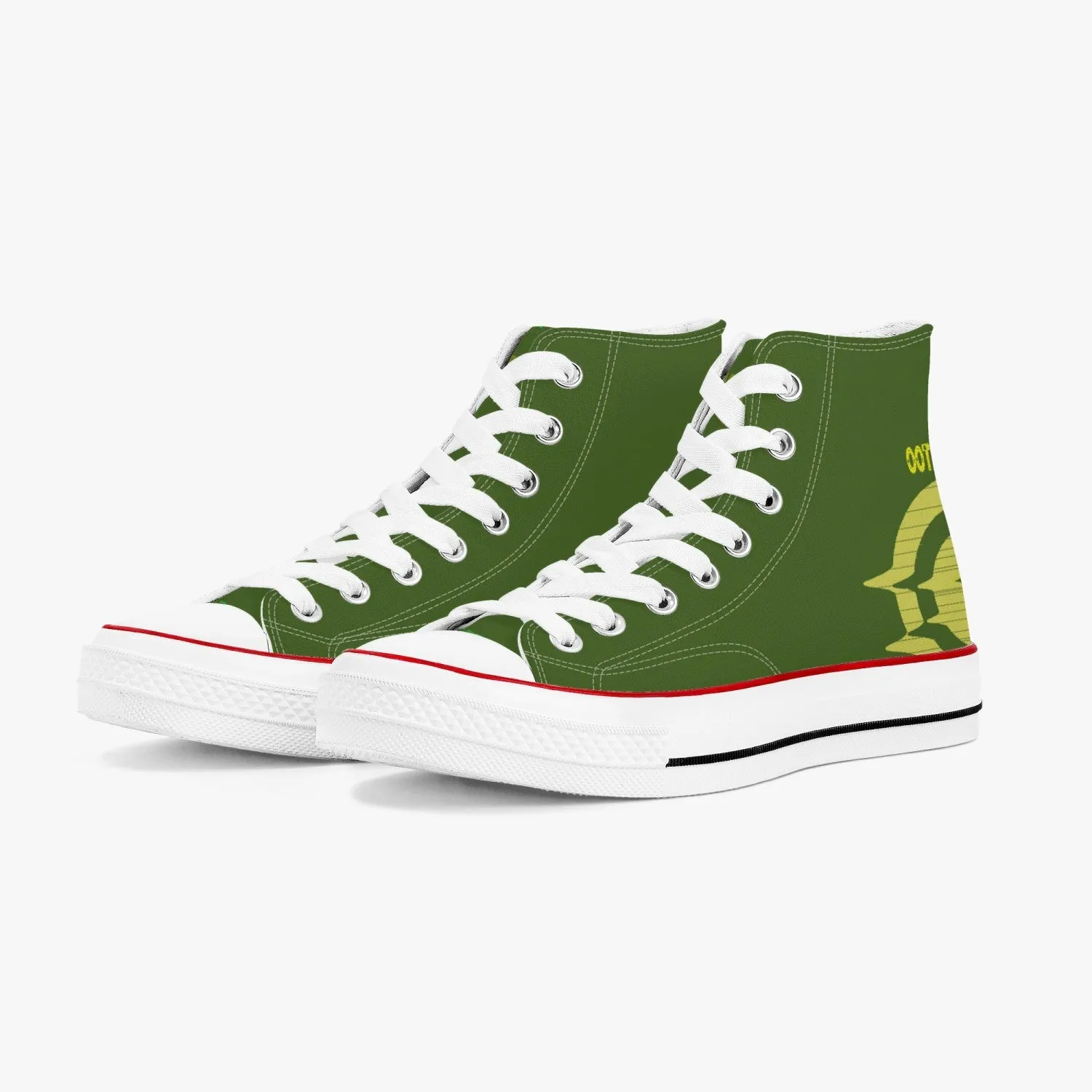 High-Top Canvas Shoes - Olive Green