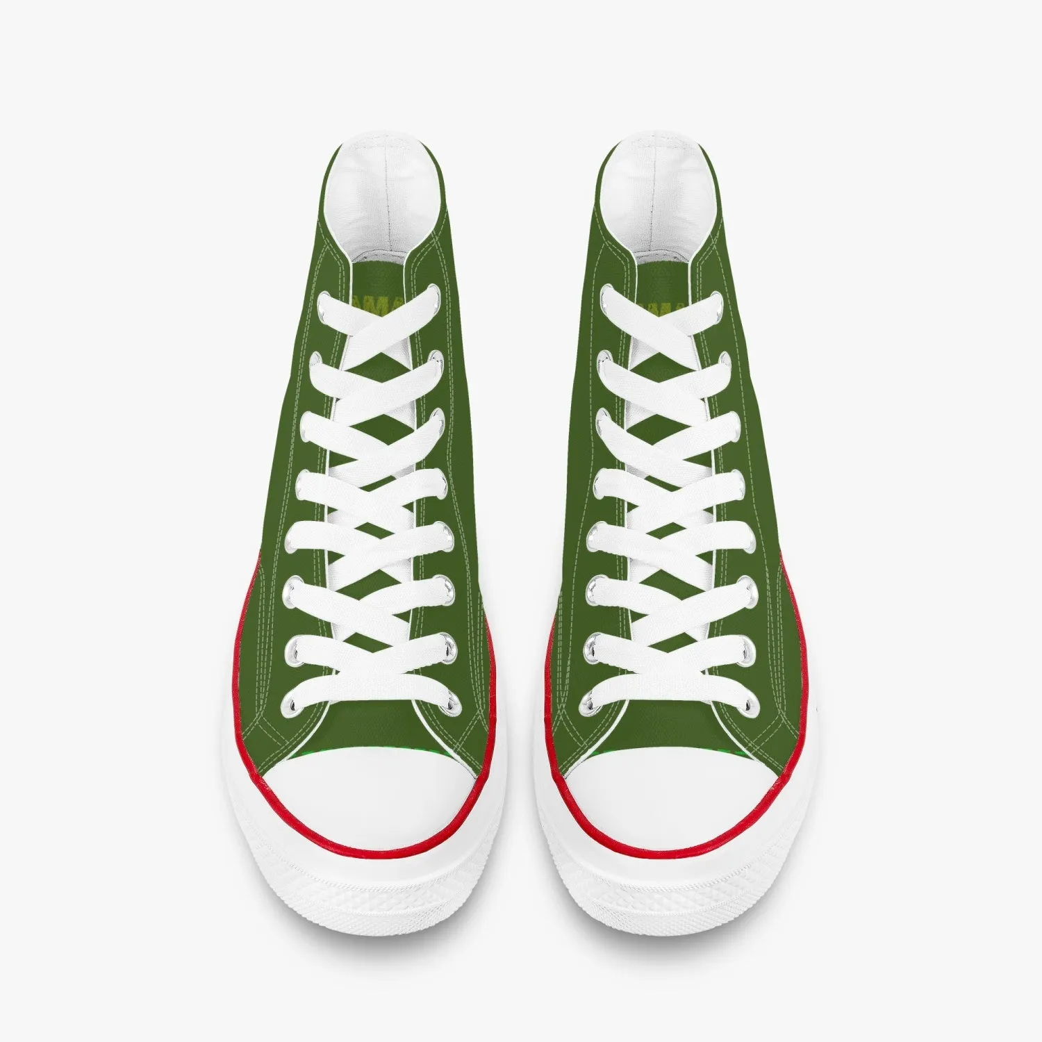 High-Top Canvas Shoes - Olive Green