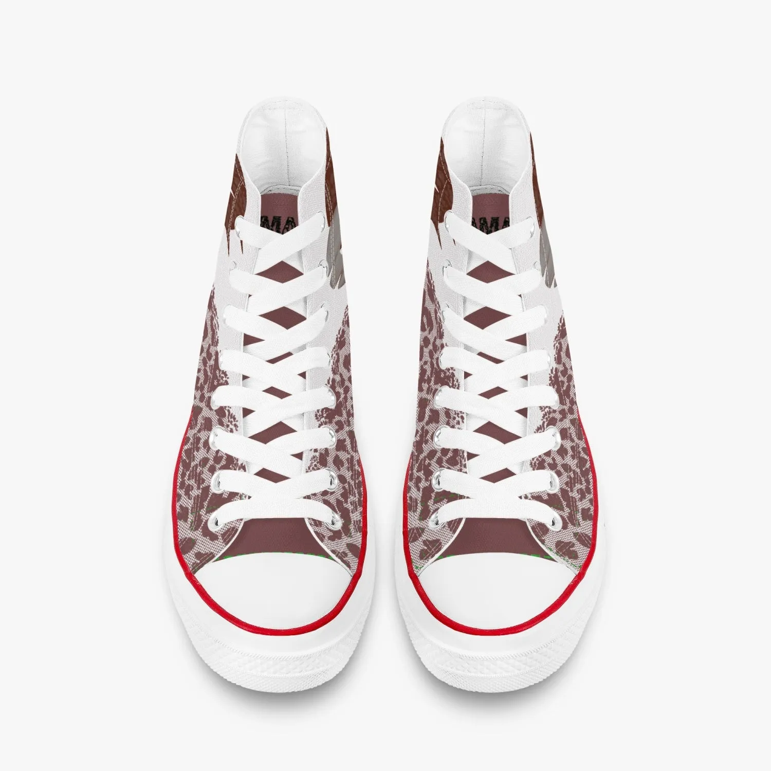 High-Top Canvas Shoes - White&Red Leaves