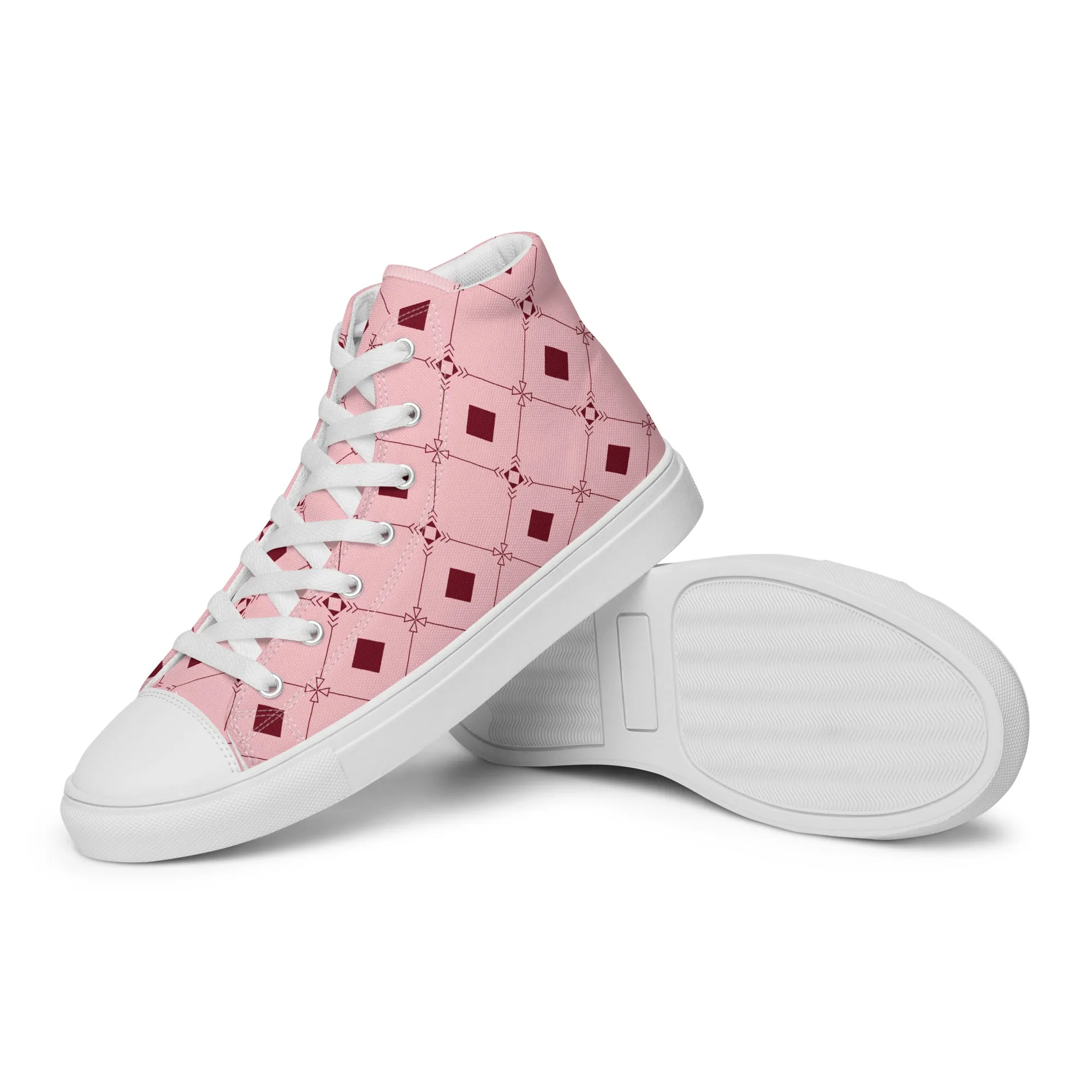 High Top Sneaker Women with Pink Lady Pattern - Emma