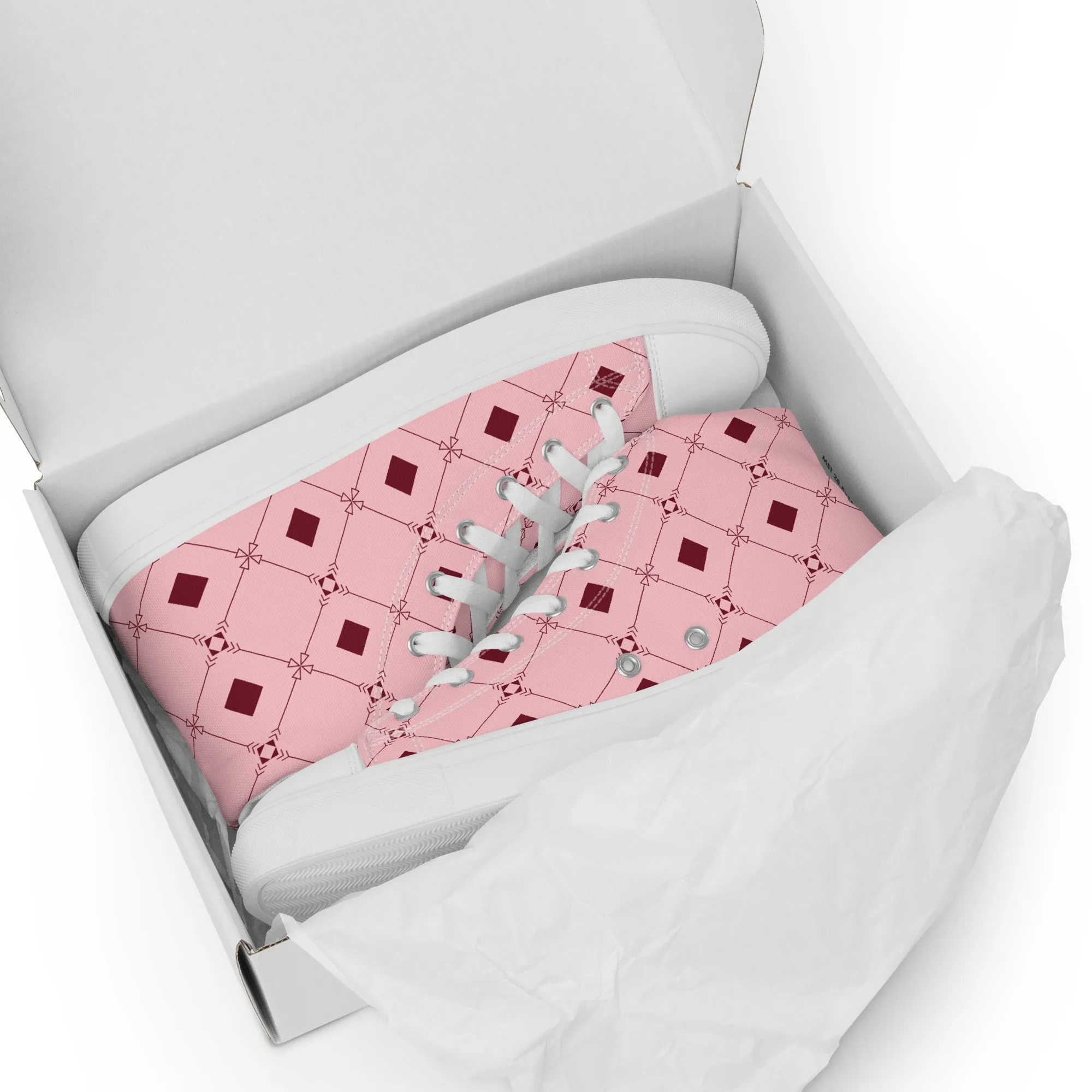 High Top Sneaker Women with Pink Lady Pattern - Emma