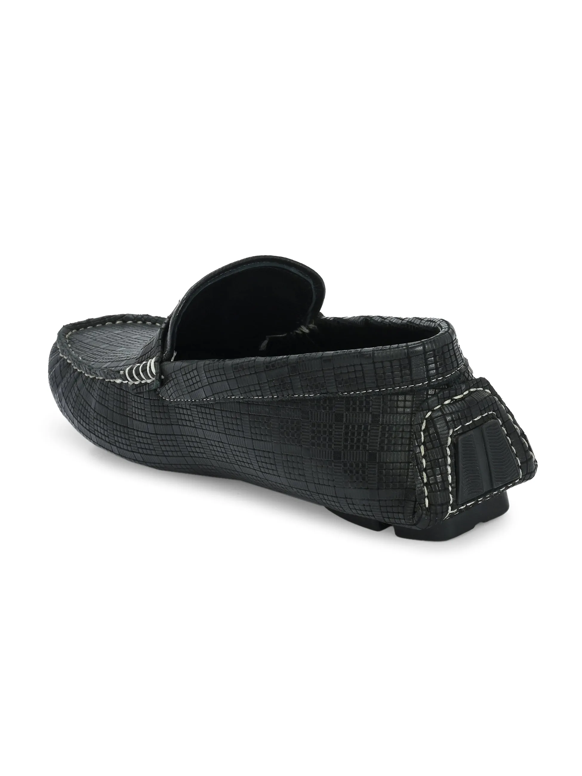 HITZ1072 Men's Black Leather Casual Slip-On Shoes