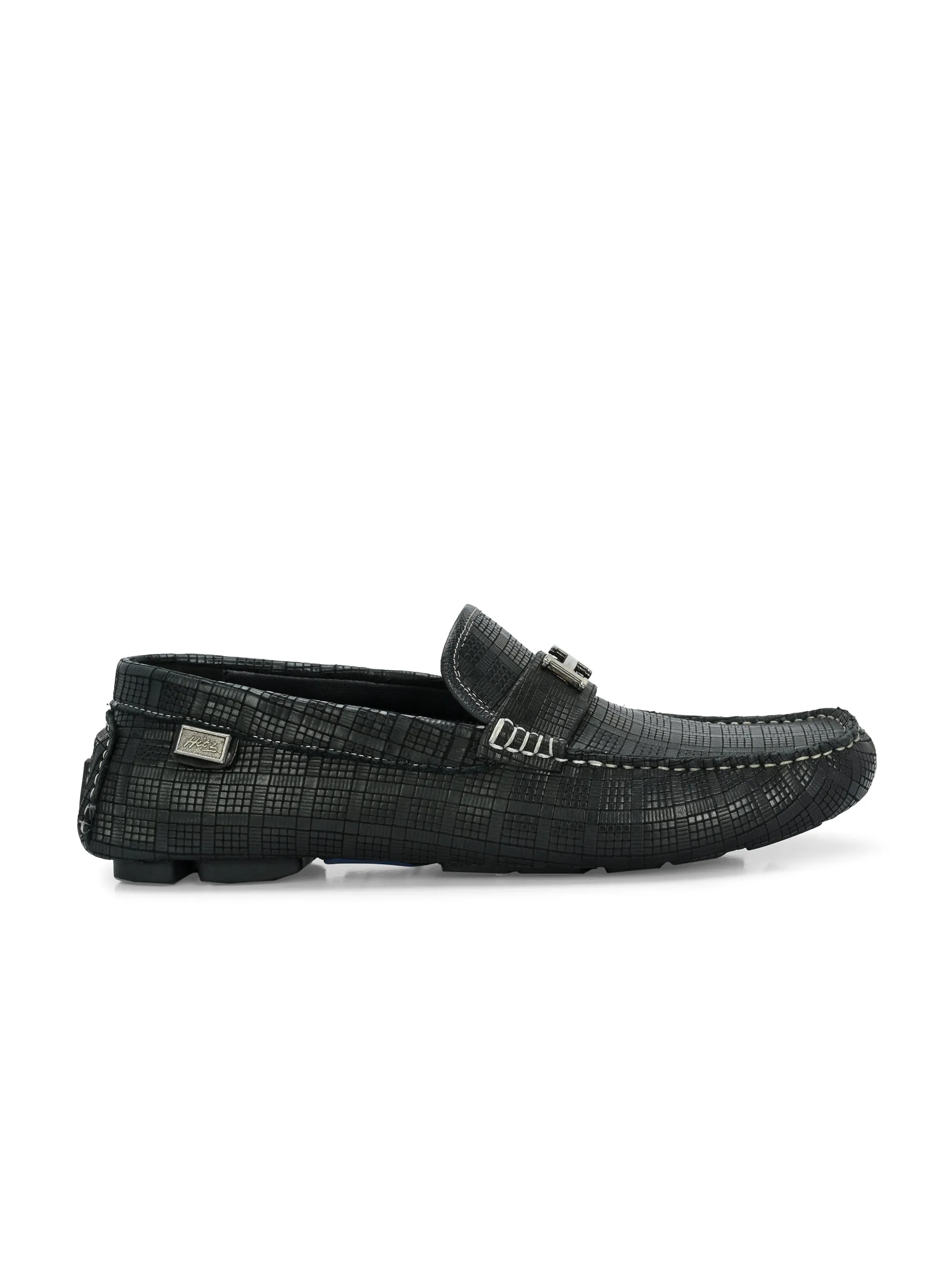 HITZ1072 Men's Black Leather Casual Slip-On Shoes