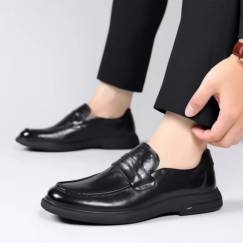 Hnzxzm Leather Handmade Shoes Men Loafers Slip On Business Casual Shoes Classic Soft Leather Hombre Breathable Men Shoes Flat