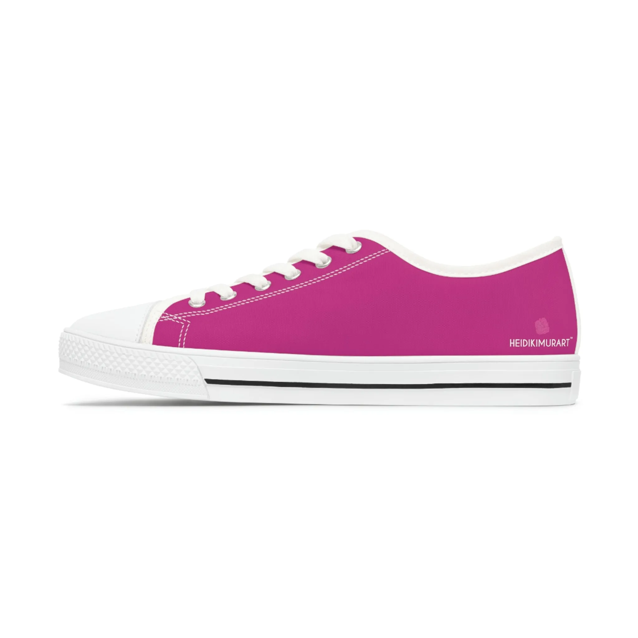 Hot Pink Color Ladies' Sneakers, Pink Solid Color Best Designer Women's Low Top Sneakers  (US Size: 5.5-12)