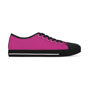 Hot Pink Color Ladies' Sneakers, Pink Solid Color Best Designer Women's Low Top Sneakers  (US Size: 5.5-12)