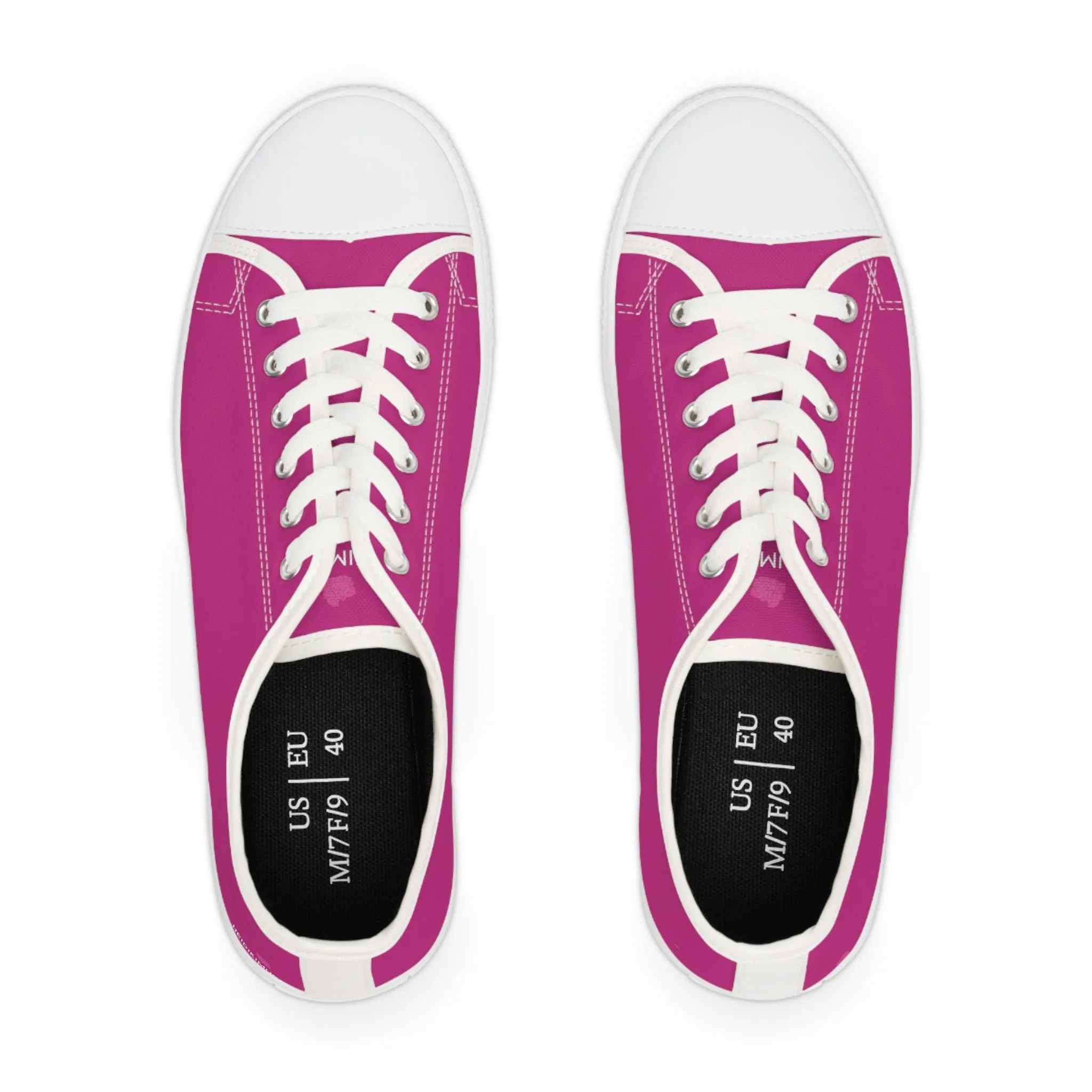 Hot Pink Color Ladies' Sneakers, Pink Solid Color Best Designer Women's Low Top Sneakers  (US Size: 5.5-12)