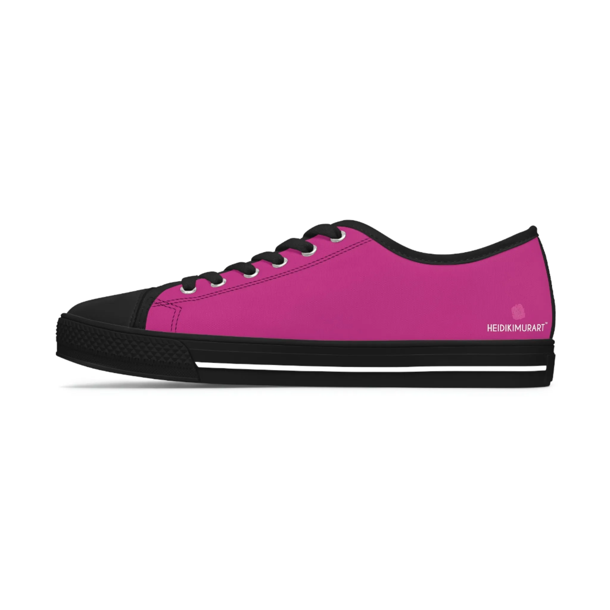 Hot Pink Color Ladies' Sneakers, Pink Solid Color Best Designer Women's Low Top Sneakers  (US Size: 5.5-12)