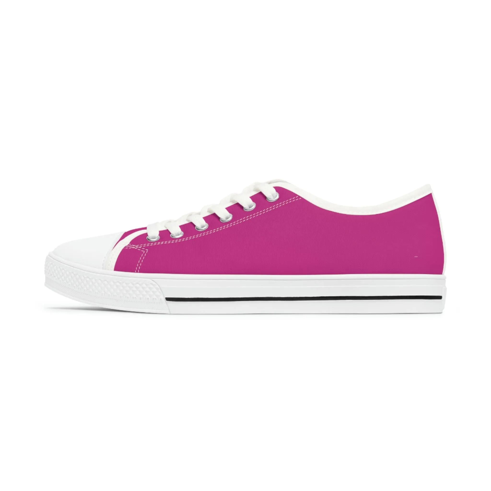 Hot Pink Color Ladies' Sneakers, Pink Solid Color Best Designer Women's Low Top Sneakers  (US Size: 5.5-12)