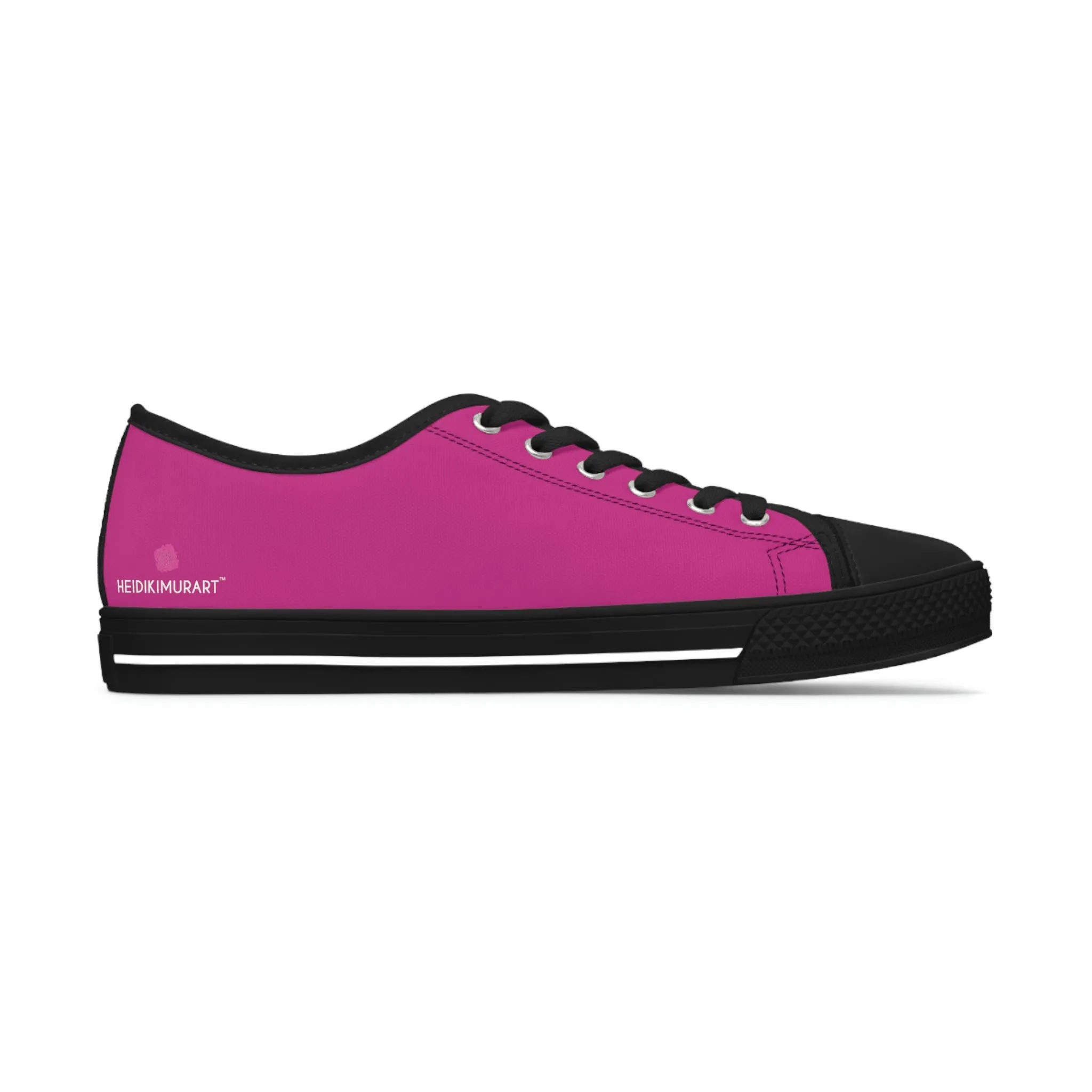 Hot Pink Color Ladies' Sneakers, Pink Solid Color Best Designer Women's Low Top Sneakers  (US Size: 5.5-12)