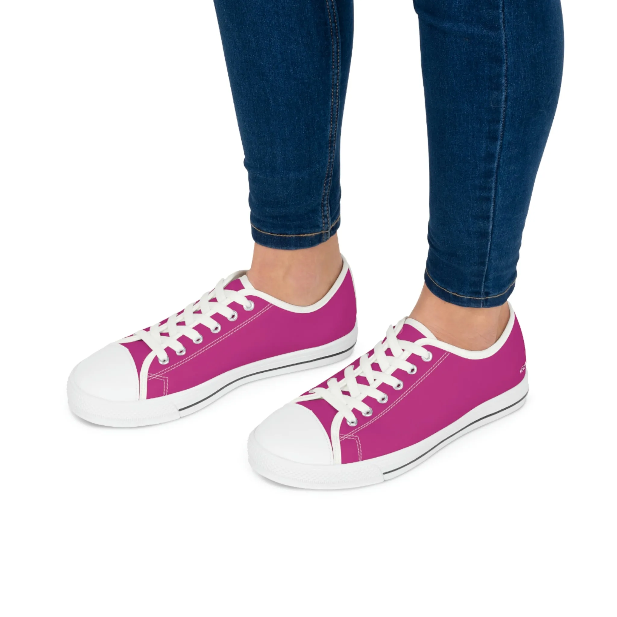 Hot Pink Color Ladies' Sneakers, Pink Solid Color Best Designer Women's Low Top Sneakers  (US Size: 5.5-12)