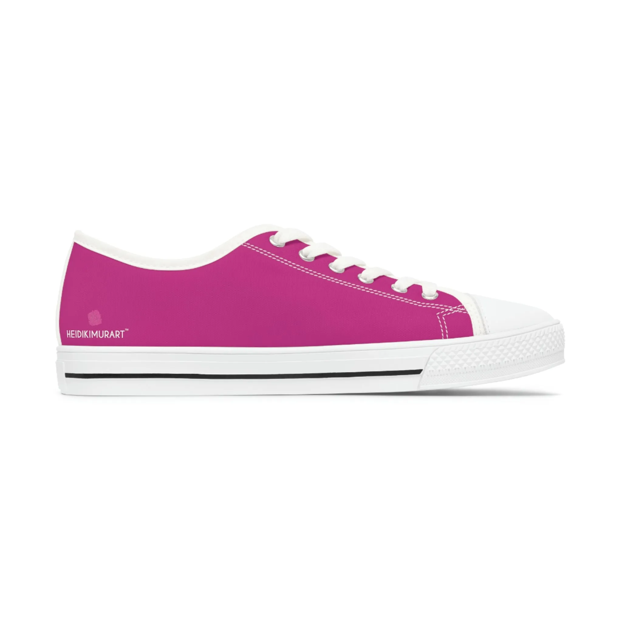 Hot Pink Color Ladies' Sneakers, Pink Solid Color Best Designer Women's Low Top Sneakers  (US Size: 5.5-12)