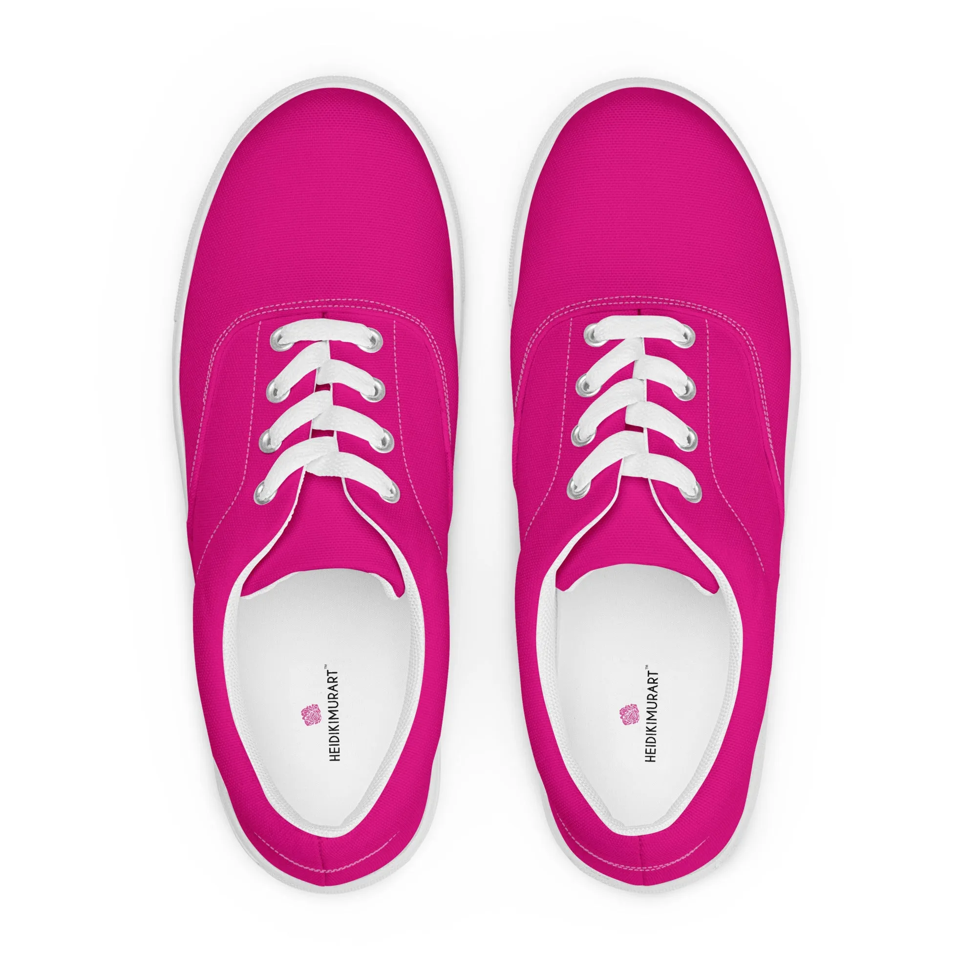 Hot Pink Men's Sneakers, Solid Hot Pink Color Best Premium Designer Men’s Lace-up Canvas Shoes  (US Size: 5-13)