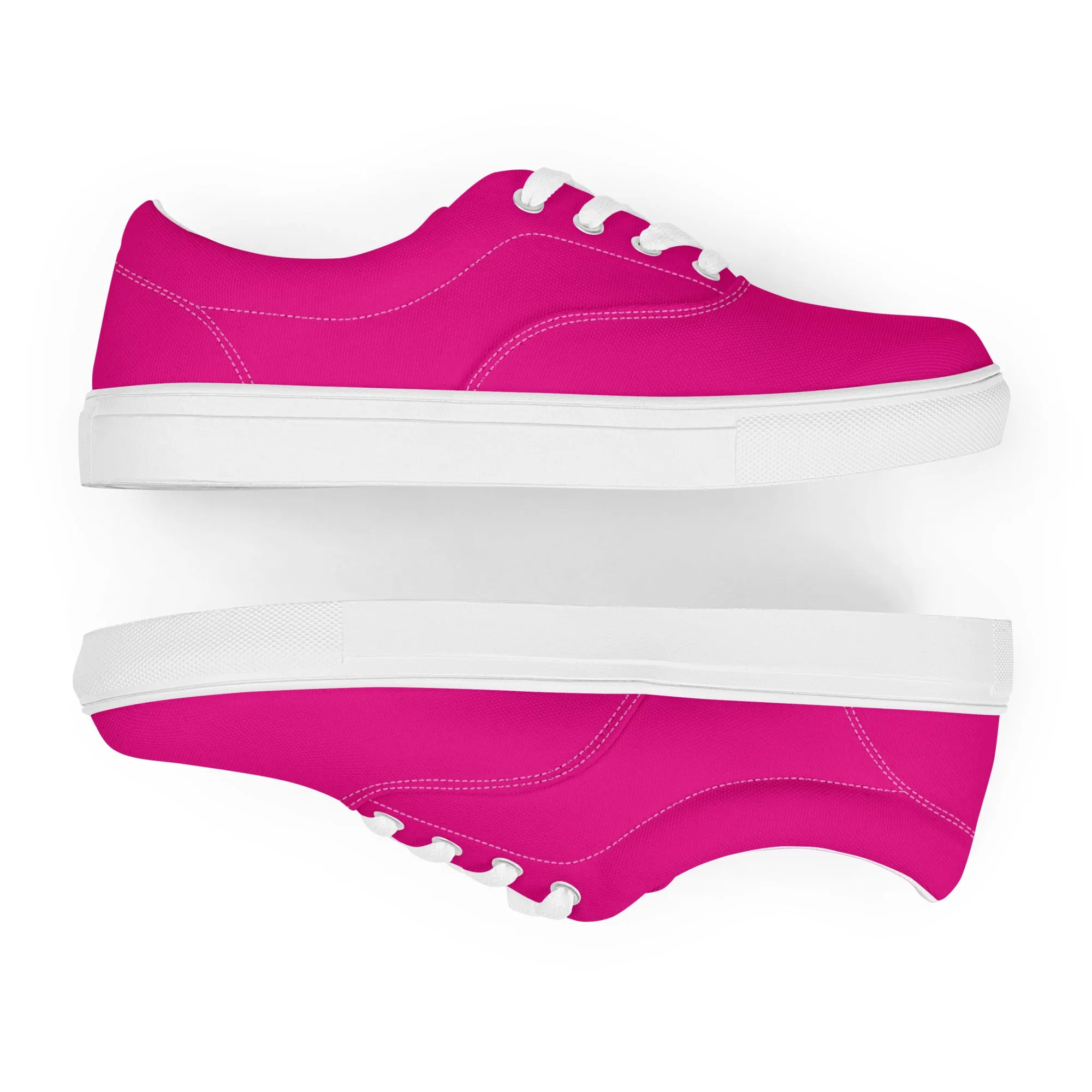 Hot Pink Men's Sneakers, Solid Hot Pink Color Best Premium Designer Men’s Lace-up Canvas Shoes  (US Size: 5-13)