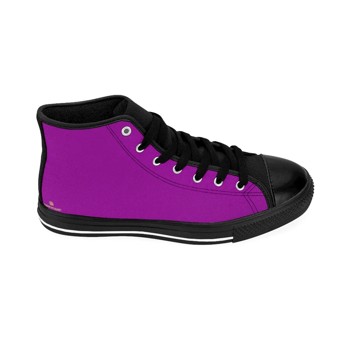 Hot Purple Men's High Tops, Solid Color Print Premium High-top Premium Fashion Sneakers