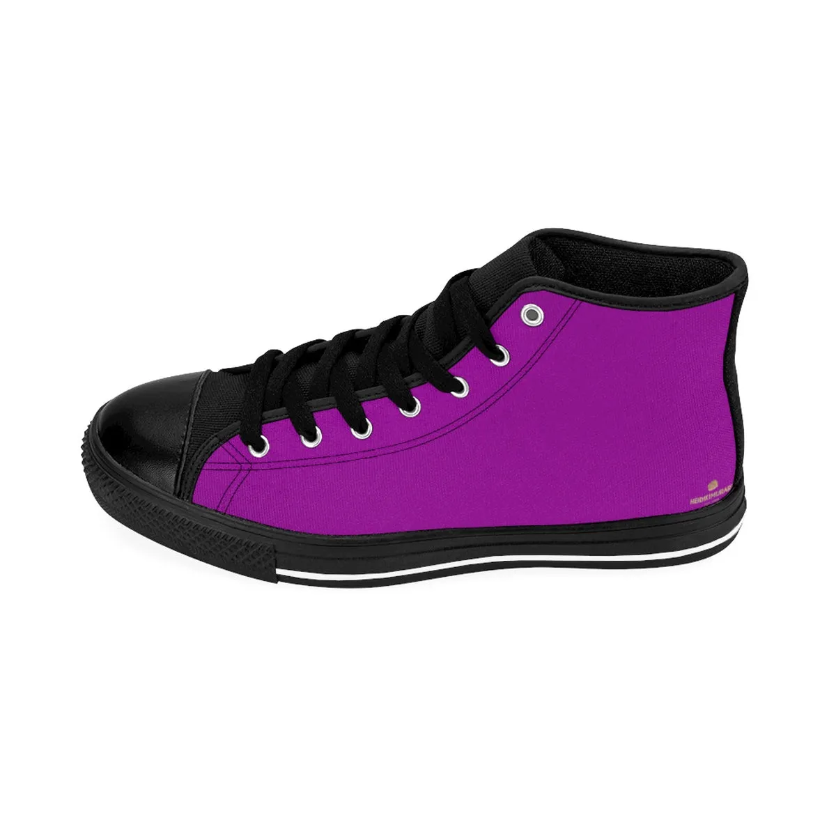 Hot Purple Men's High Tops, Solid Color Print Premium High-top Premium Fashion Sneakers