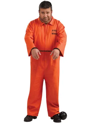 Jail Bird Prisoner Mens Plus Size Orange Costume Jumpsuit