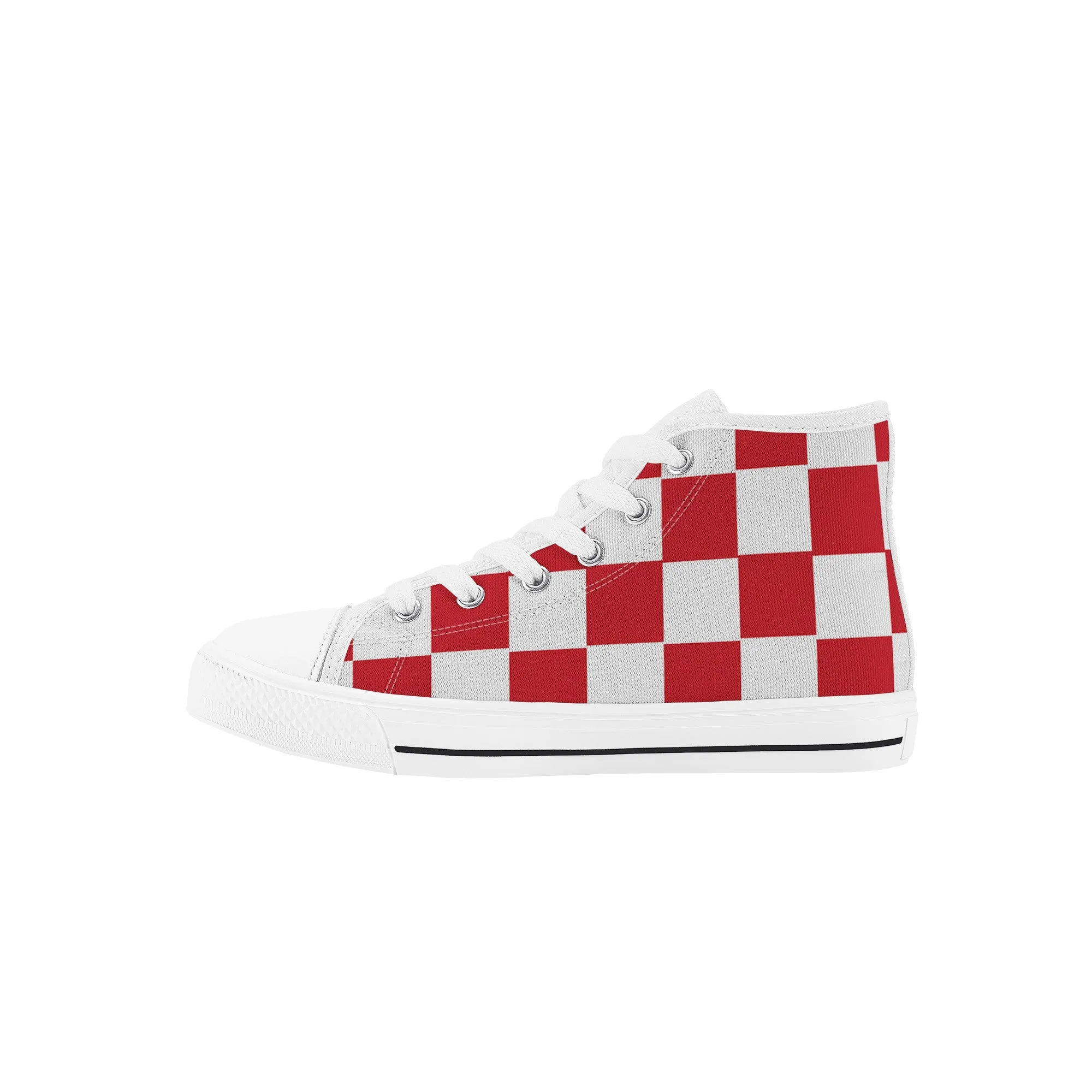 Kids High Top Sneakers - Red Checkers