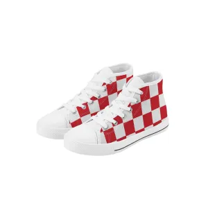 Kids High Top Sneakers - Red Checkers