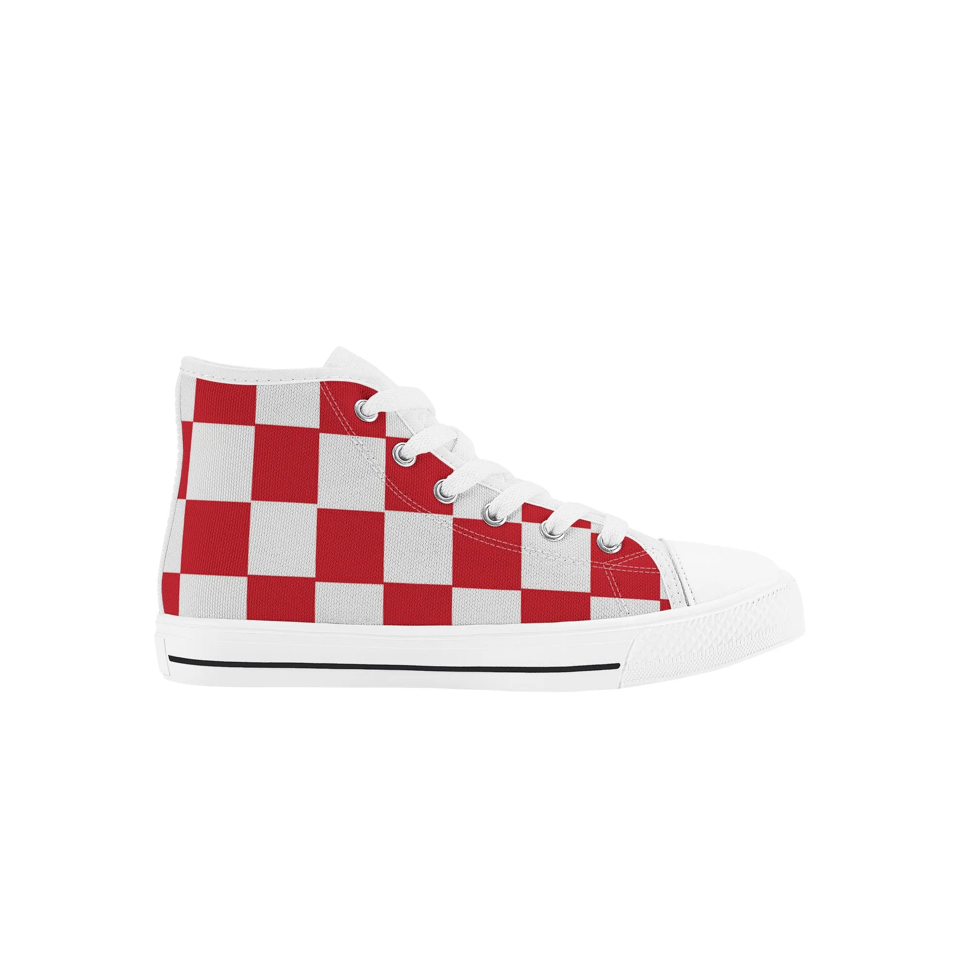 Kids High Top Sneakers - Red Checkers