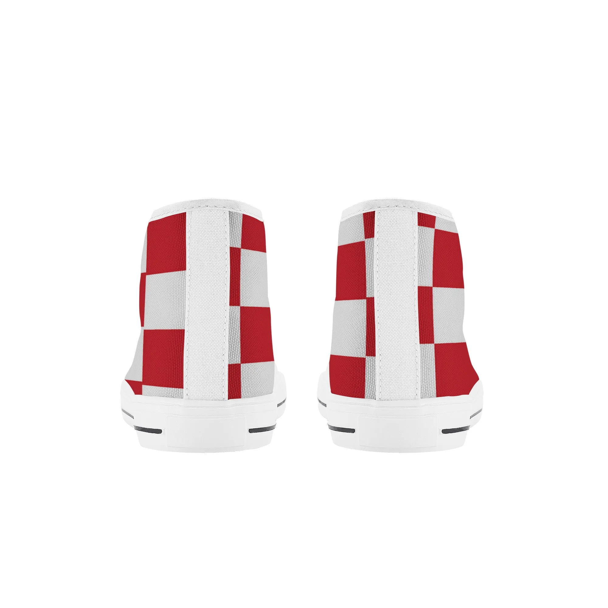 Kids High Top Sneakers - Red Checkers